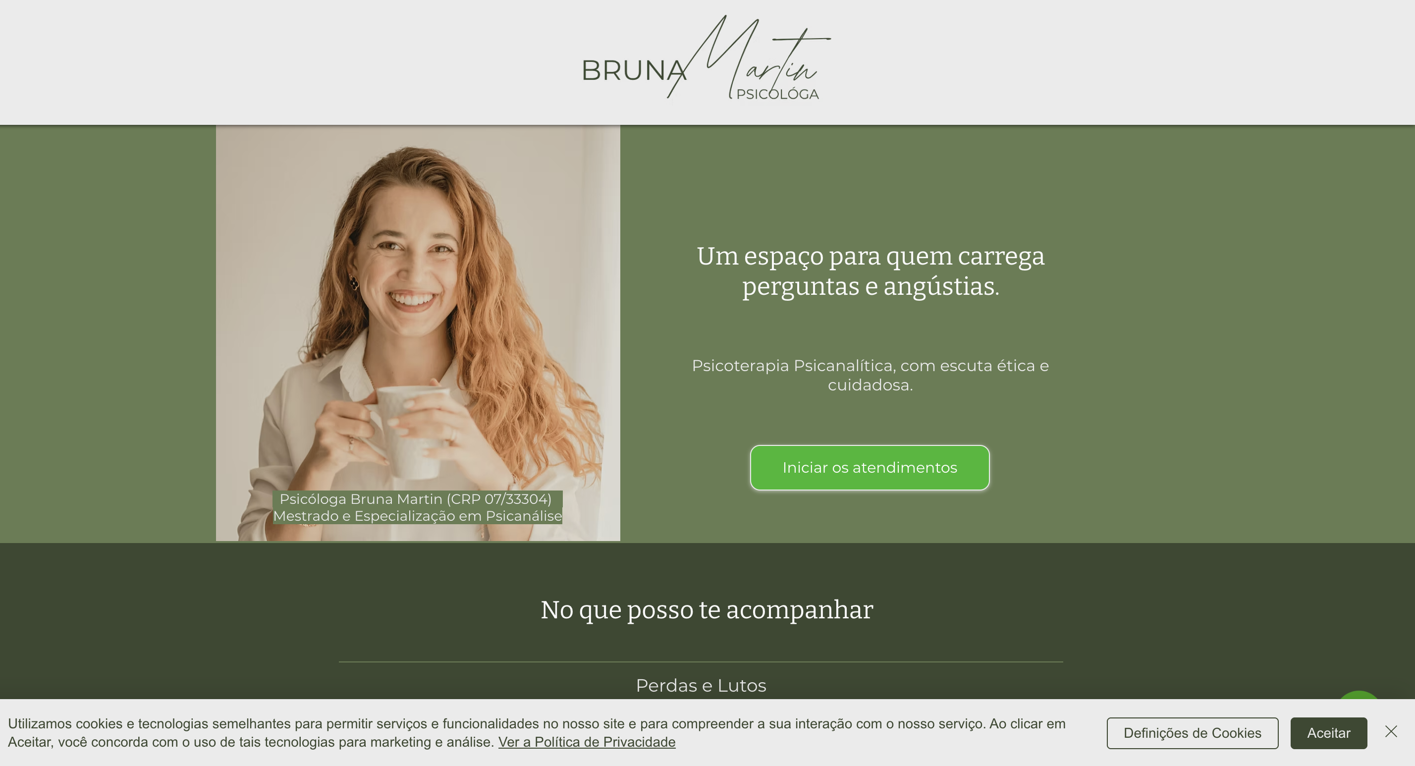 Captura de tela do site da Bruna Martin, psicóloga